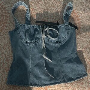 Lioness Denim Blue Crop Top